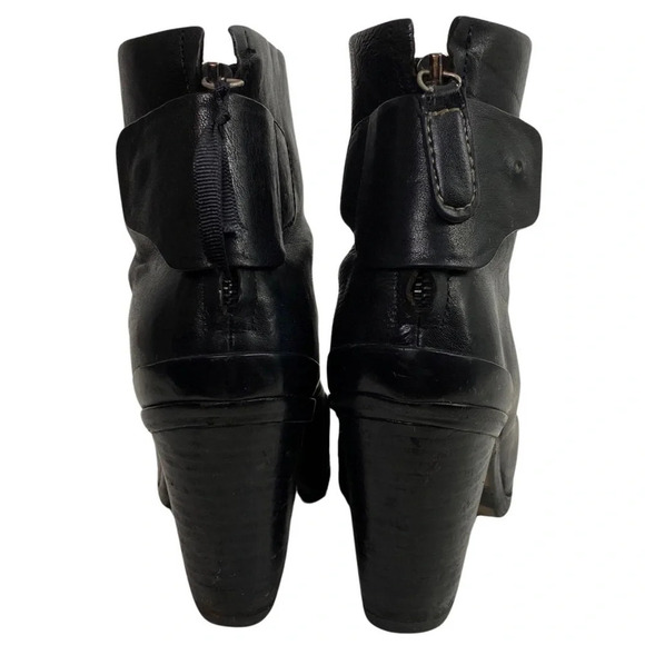 Rag & Bone Kerr Ankle Boots Womens 38.5 US 8 - 8.5 Black Leather Heeled Shoes - Picture 5 of 12